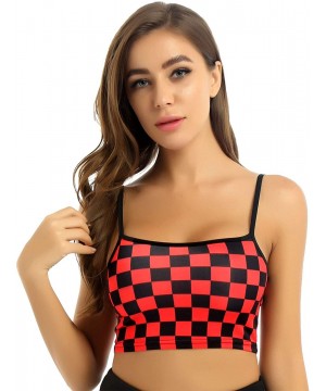 Camisoles & Tanks Women's Strawberry Print Spaghetti Straps Crop Tops Camisole Casual Basic Tank Top Vest - Red - CN19CMMT90K