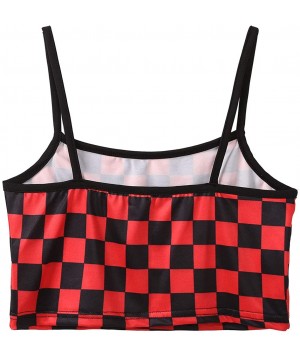 Camisoles & Tanks Women's Strawberry Print Spaghetti Straps Crop Tops Camisole Casual Basic Tank Top Vest - Red - CN19CMMT90K