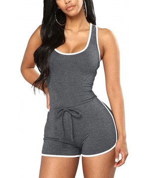 Shapewear Sexy Jumpsuits for Women - One Piece Outfits Bodycon Romper Shorts Bodysuit - Striped Grey - C0199ULAING