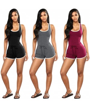 Shapewear Sexy Jumpsuits for Women - One Piece Outfits Bodycon Romper Shorts Bodysuit - Striped Grey - C0199ULAING