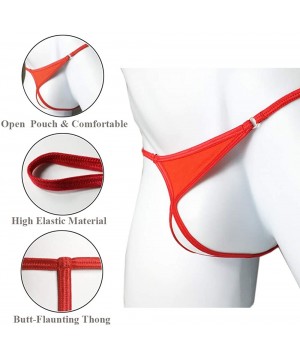 G-Strings & Thongs Men Thongs Underwear Sexy Man Cotton Low Waist Bulge Pouch Briefs Jock Strap Briefs Swimwear - Red - CD18Z...