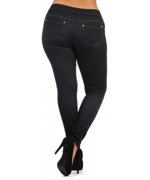 Shapewear Women's Plus Size Cotton Blend Stretchy Jeggings with 5 Pockets - 060 Black - CD18LDR9L6K