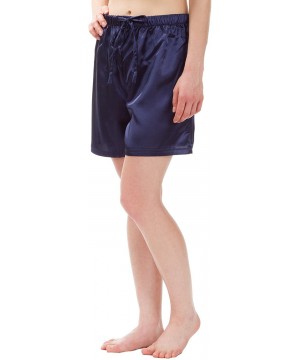 Bottoms Women's Stretch Satin Pajama Bottoms Sleepwear - Navy Blue - CI12JH7P5Z3