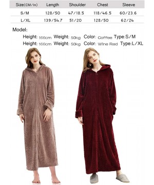 Robes Womens Long Robe with Hood Flannel Full Length Plush Zip-Front Bathrobe - Pink - CJ18UW2TOAY