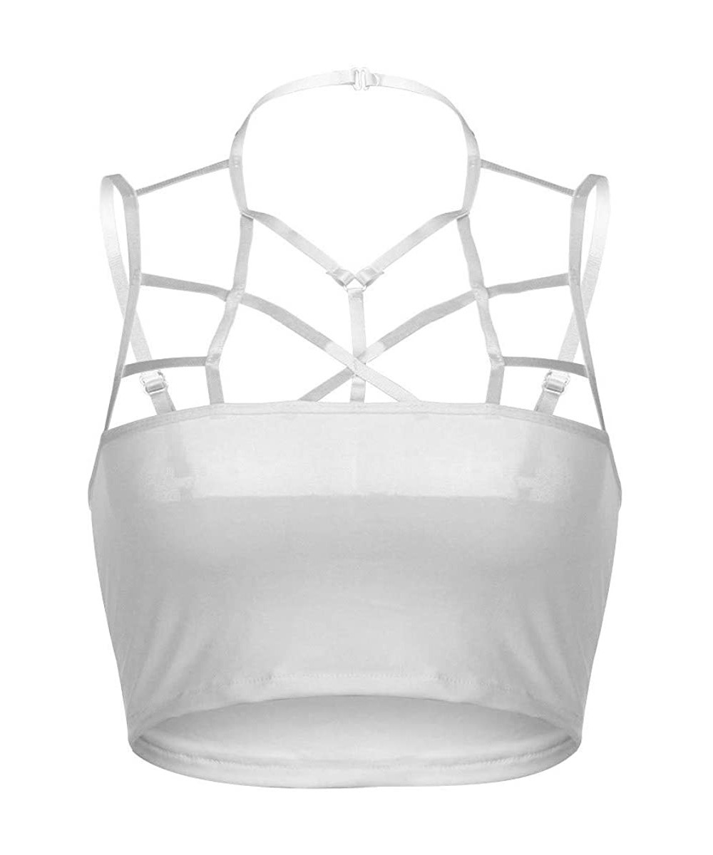 Thermal Underwear Women Sexy Wireless Sport Bra Lace Bandage V-Neck Tank Tops Lingerie Vest - White 04 - CG1979UHOIM