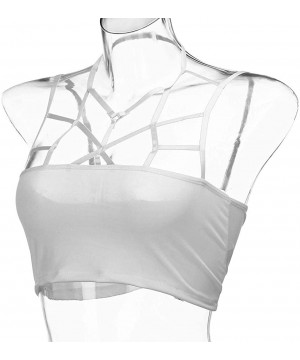 Thermal Underwear Women Sexy Wireless Sport Bra Lace Bandage V-Neck Tank Tops Lingerie Vest - White 04 - CG1979UHOIM