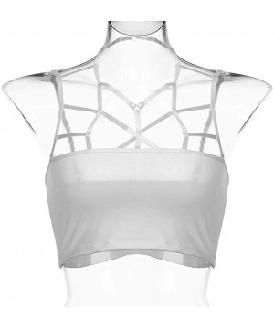 Thermal Underwear Women Sexy Wireless Sport Bra Lace Bandage V-Neck Tank Tops Lingerie Vest - White 04 - CG1979UHOIM