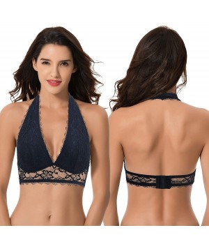 Bras Plunge Bralette with Floral Lace-2pack - Violet-black(2 Pack) - CQ18Q0R0IH2