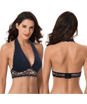 Bras Plunge Bralette with Floral Lace-2pack - Violet-black(2 Pack) - CQ18Q0R0IH2