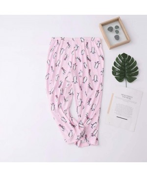 Sets Women's Pajama Sets Short Tops with Capri Pants Cotton Sleepwear Ladies Sleep Sets - Pink Penguin - C919D436TOH