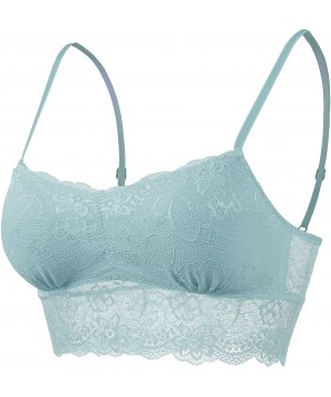 Bras Womens Solid Sexy Lightweight Sheer Floral Lace Bralette Top - Doubldowa355_dusty_blue - CT189A78MWY