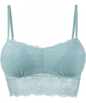 Bras Womens Solid Sexy Lightweight Sheer Floral Lace Bralette Top - Doubldowa355_dusty_blue - CT189A78MWY