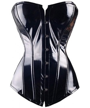 Bustiers & Corsets Women's Sexy Leather Overbust Corset Steampunk Basque Lingerie Top Goth Rock Corset Waist Trainer Korsett ...