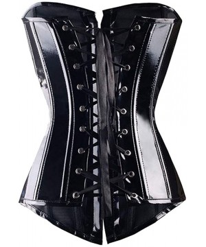 Bustiers & Corsets Women's Sexy Leather Overbust Corset Steampunk Basque Lingerie Top Goth Rock Corset Waist Trainer Korsett ...