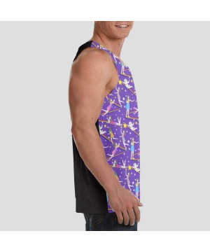 Undershirts Men's Sleeveless Undershirt Summer Sweat Shirt Beachwear - Reach Stars - Black - CB19CK2GIR2