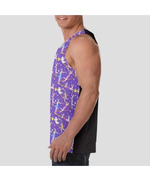 Undershirts Men's Sleeveless Undershirt Summer Sweat Shirt Beachwear - Reach Stars - Black - CB19CK2GIR2