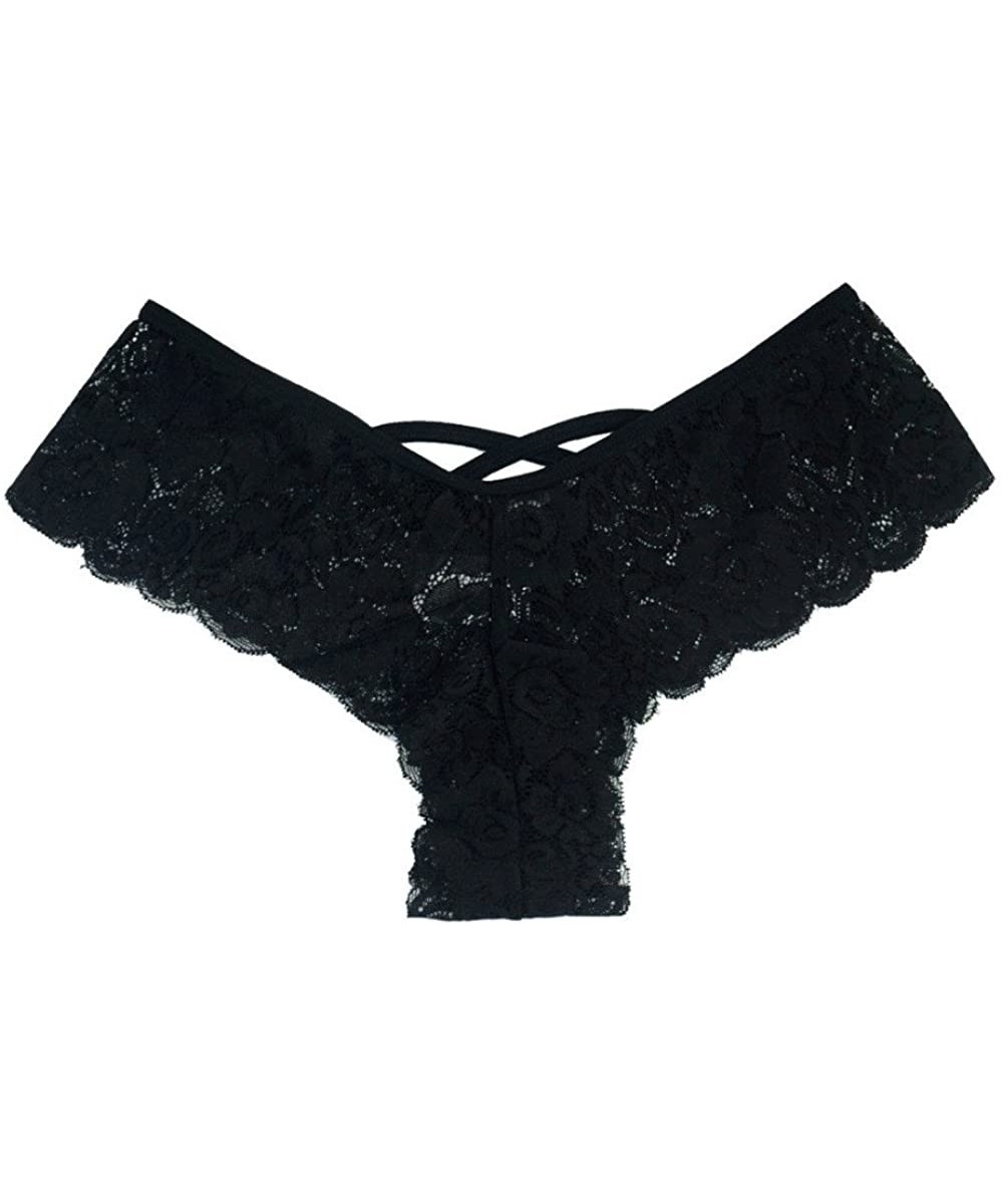 Panties Womens Sexy Lingerie Underwear Lace Thong Panties Low Waist Floral Lace Sexy G-String Lingerie Thongs Briefs - Black ...