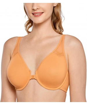 Bras Women's Unlined Racerback Bra Seamless Underwire Front Closure Bras - Party Peach - CO1935UMQG5