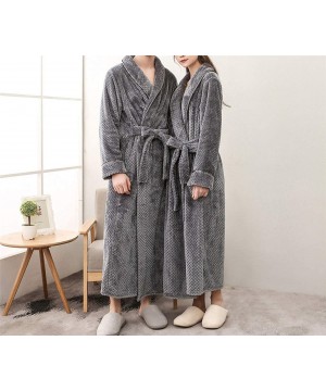 Robes Men's Winter Lengthened Bathrobe Home Clothes Shawl Long Sleeved Robe Coat Men Robe Bathrobe Men - B - C0194XC0O3S