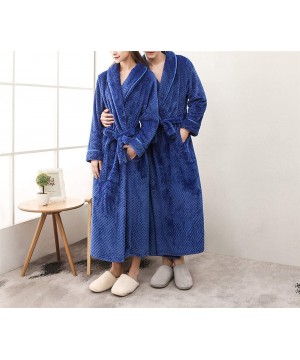 Robes Men's Winter Lengthened Bathrobe Home Clothes Shawl Long Sleeved Robe Coat Men Robe Bathrobe Men - B - C0194XC0O3S