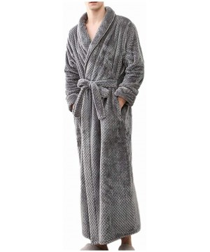 Robes Men's Winter Lengthened Bathrobe Home Clothes Shawl Long Sleeved Robe Coat Men Robe Bathrobe Men - B - C0194XC0O3S