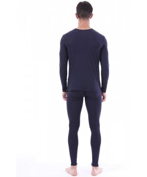 Thermal Underwear Mens Soft Thermal Underwear Lightweight Long Johns Top and Bottoms Set Winter Skiing Base Layer - Navy Blue...