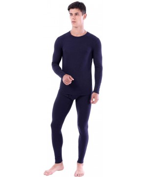 Thermal Underwear Mens Soft Thermal Underwear Lightweight Long Johns Top and Bottoms Set Winter Skiing Base Layer - Navy Blue...