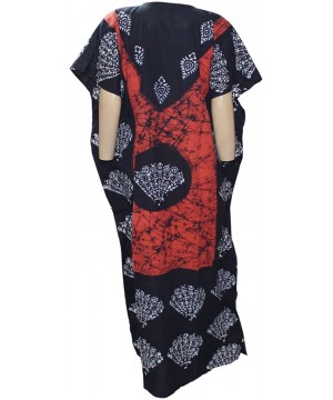 Nightgowns & Sleepshirts Women's Indian Cotton Batik Paisely Floral Printed Kaftan Dress - CJ17YG7T0SQ