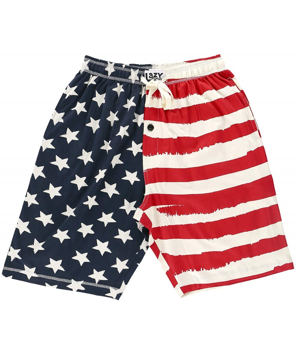 Sleep Bottoms Pajama Shorts for Men- Men's Separate Bottoms- Cotton Loungewear - Stars and Stripes - CN18U00ZTWE