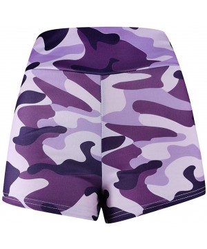 Baby Dolls & Chemises Women's High Waist Leggings Camouflage Sports Tight Yoga Shorts - Purple - C8198RMD080