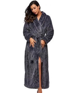 Robes Womens Loungewear Plush Fleece Bath Robes Cosy Housecoats - Grey - C8186033DS6