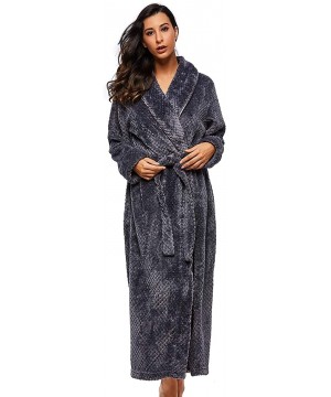 Robes Womens Loungewear Plush Fleece Bath Robes Cosy Housecoats - Grey - C8186033DS6