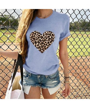 Thermal Underwear Women's Short Sleeve Tee Shirt Valentine's Day Casual Heart Print Blouse Round Neck Daily Tops T-Shirt - Gr...