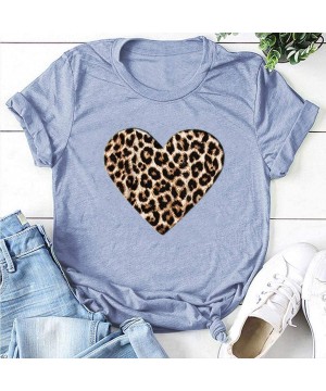 Thermal Underwear Women's Short Sleeve Tee Shirt Valentine's Day Casual Heart Print Blouse Round Neck Daily Tops T-Shirt - Gr...