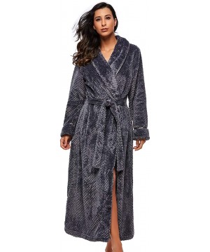 Robes Womens Loungewear Plush Fleece Bath Robes Cosy Housecoats - Grey - C8186033DS6