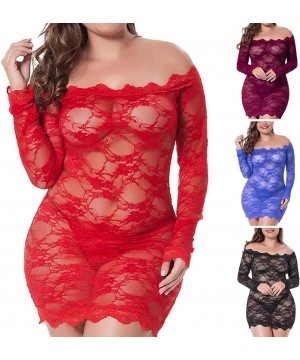 Sets Women for Sex Sexy Lace Badydoll Off Shoulder Nightdress Sleepwear Pajamas Babydoll Teddy S-5XL - Black - CT1903DDTSD