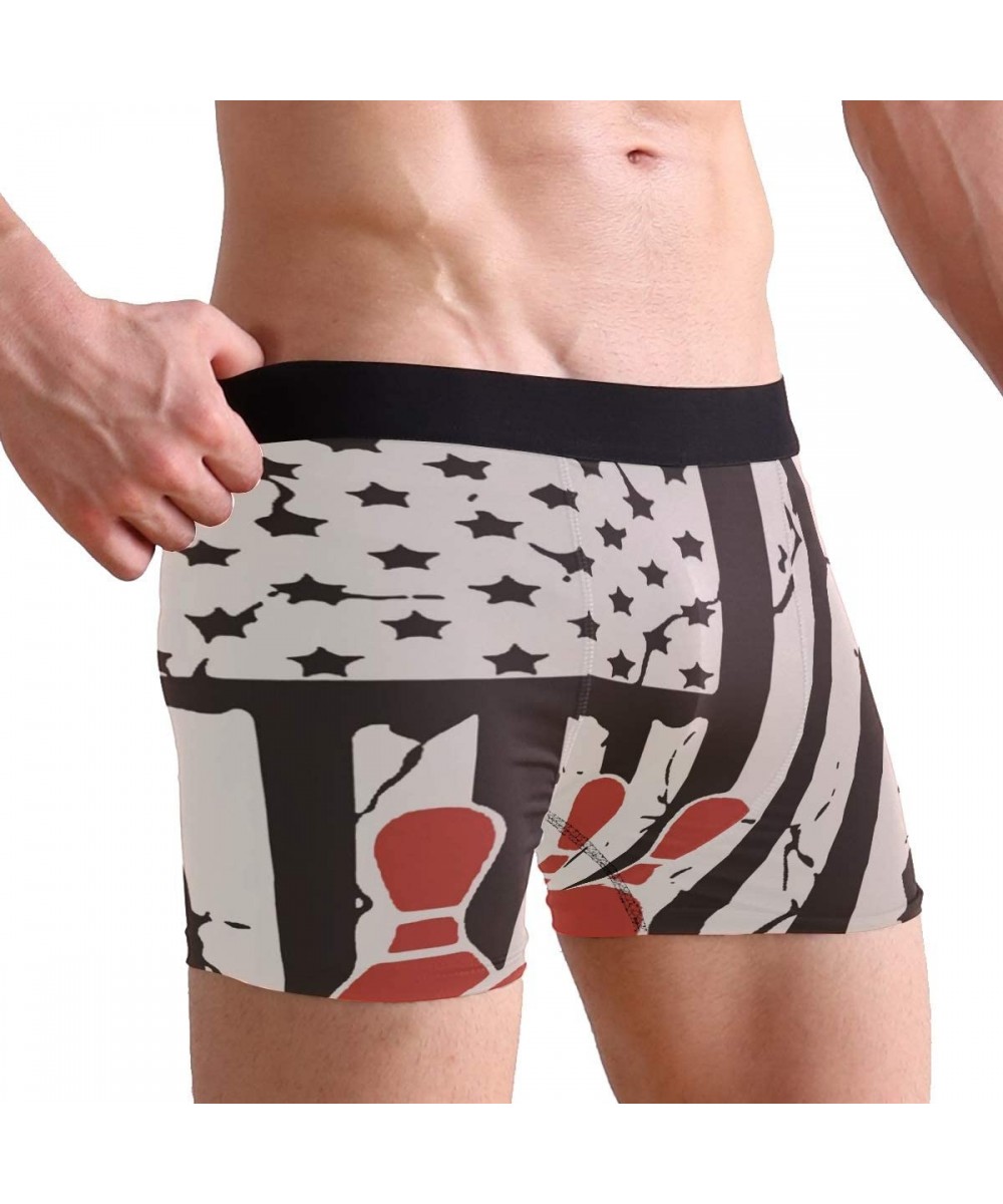 Boxer Briefs Thin Blue & Red Line American Flag Men's Basic Solid Soft Underwear Polyester-Spandex Trunks Boxer Briefs. - Bow...