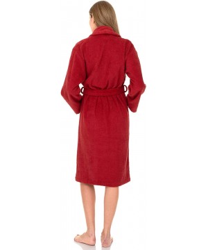 Robes Women's Robe- Turkish Cotton Terry Shawl Bathrobe - Cranberry - CJ12EV7L3EB