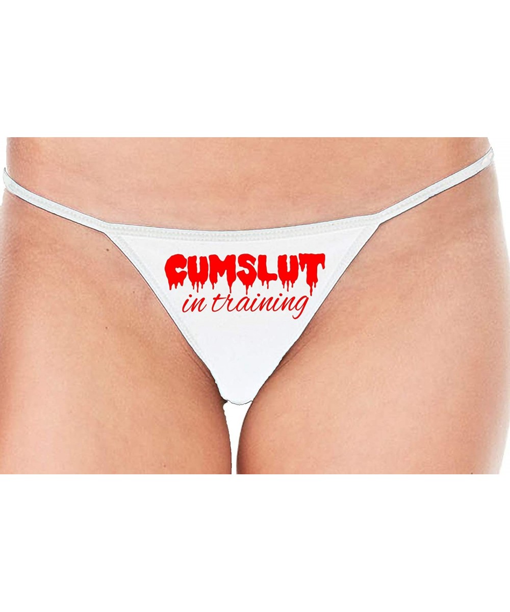 Panties Cumslut in Training Submissive Oral Sub Slut Sexy White Thong - Red - CQ18ZZU88YR