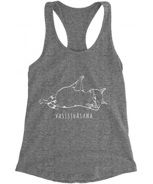 Camisoles & Tanks Yoga Cat Side Plank Pose Vasisthasana Triblend Racerback Tank Top - Heather Grey - CR197C978LA