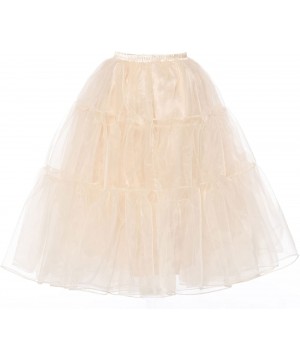 Slips Women's 1950s Petticoat Slip A Line Short Skirt Crinoline Knee Length - Gold - CT189QEM29Y