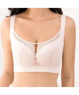 Bras Women's Sexy Push Up Underwire Lace Bra with Thin Padded Adjustable Shoulder Straps - Pink - CJ19C8RRQOK