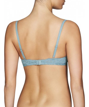 Bras Women's Mesh & Lace Demi Contour Bra - Ladies Sexy Lingerie - Adriatic Blue/ Silver Peony - C618HGSTI9C