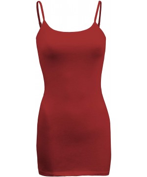 Camisoles & Tanks Women's Basic Cami with Adjustable Spaghetti Straps Tank Top - Burgundy - C518RWOSXWO