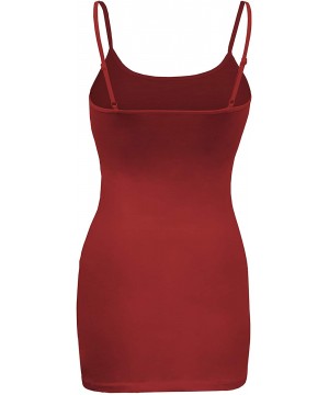 Camisoles & Tanks Women's Basic Cami with Adjustable Spaghetti Straps Tank Top - Burgundy - C518RWOSXWO