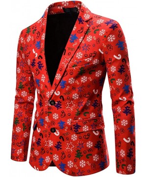 Thermal Underwear Fashion/Ugly Xmas Costumes Prints Jacket Winter Long Sleeve Blazer Dress Coat - Red - CH19266G3QH