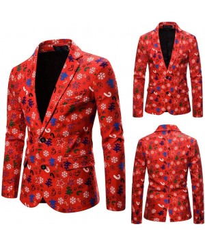 Thermal Underwear Fashion/Ugly Xmas Costumes Prints Jacket Winter Long Sleeve Blazer Dress Coat - Red - CH19266G3QH