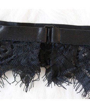 Garters & Garter Belts Womens Spaghetti Strap Lace Bra Panties Garter Sexy Lingerie 3 Piece Set - Black - C9193U3IA6Z