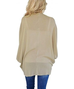 Garters & Garter Belts Womens Solid Chiffon Kimono Cardigans Short Sleeve Loose Tops Casual Jacket - Beige - CS1945C6Y2X