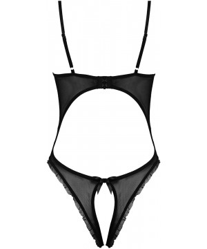 Baby Dolls & Chemises Sexy Teddy Lingerie for Women Lace One Piece Bodysuit - Black - C518QDS93W8